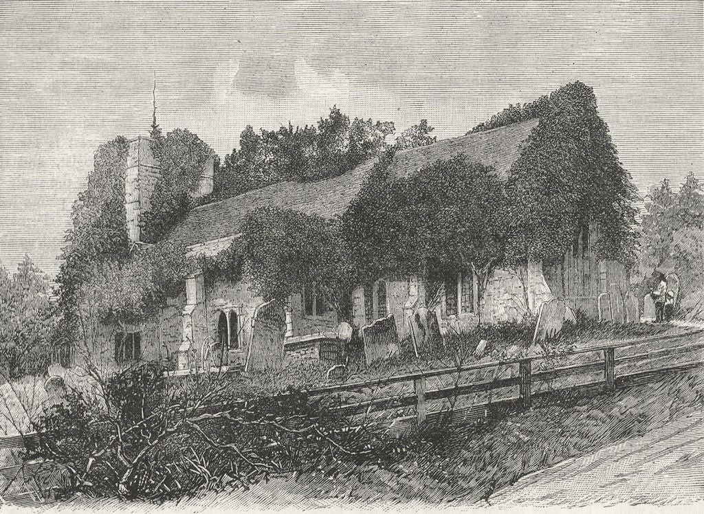 LONDON. Chingford Church 1888 old antique vintage print picture